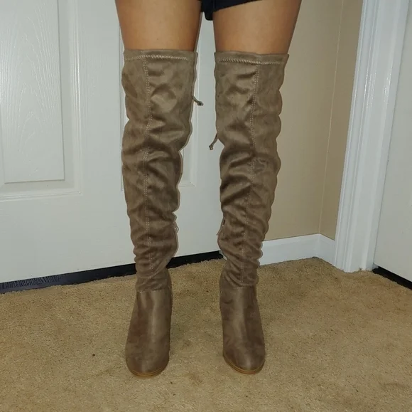 Fashion Nova taupe over the knee boots - Picture 3 of 8